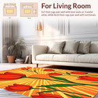 Red Tulip Floral Rays Rug