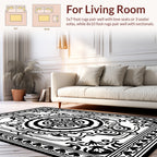 Intricate Black Scrollwork Mandala Design Rug