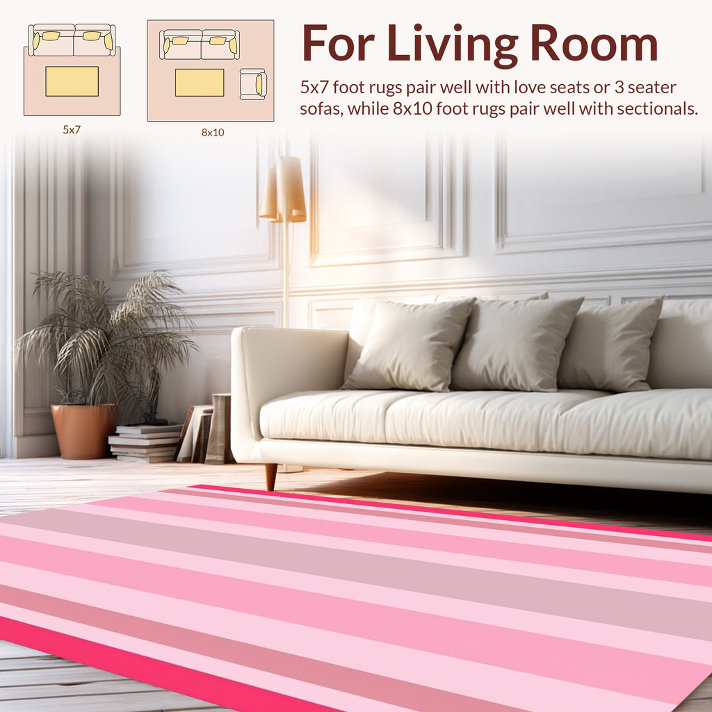 Pink Vertical Stripes Pattern Rug