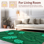 Tropical Leaf Patterned Green Rug