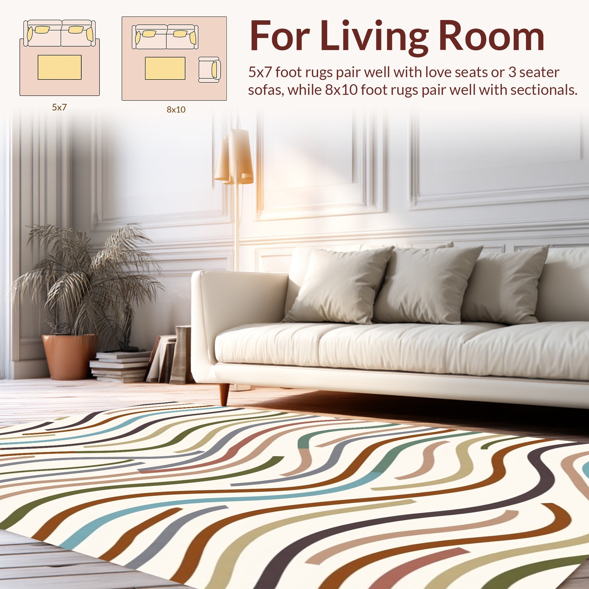 Wavy Lines Pattern 2 Color Mix Rug