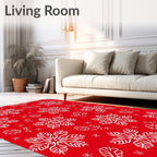 White Snowflake Red Background Rug