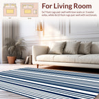 Classic Vertical Striped Navy Rug