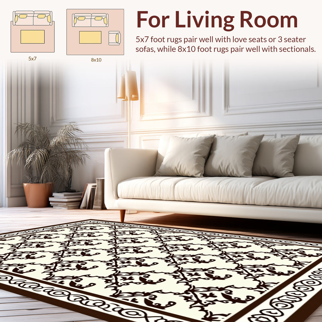 Dark Rococo Scroll Pattern Rug