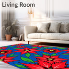 Bold Red Poinsettia Floral Rug