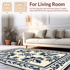 Classic Blue Cream Floral Medallion Rug