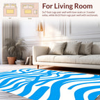 Bold Blue Wavy Stripe Pattern Rug