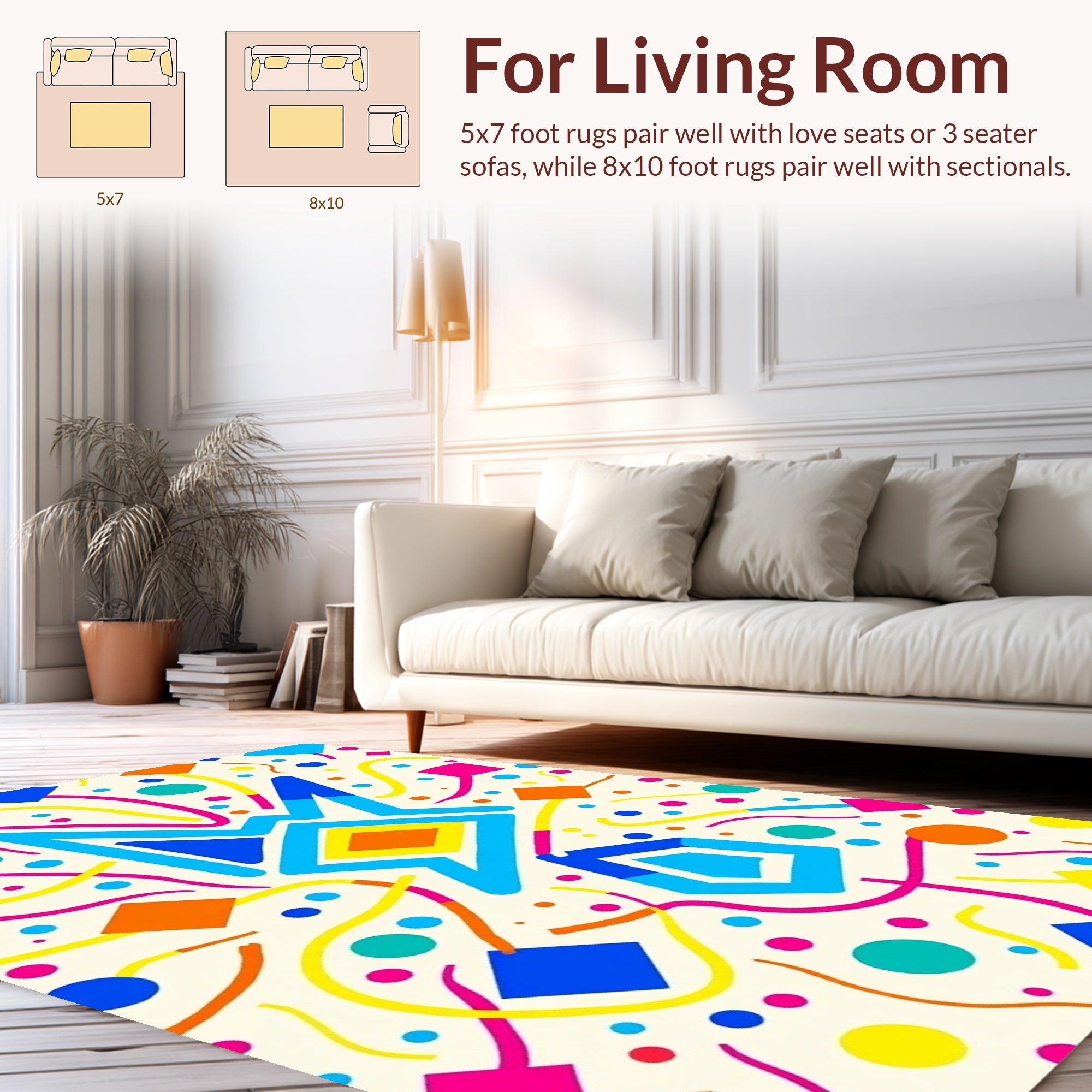 Playful Geometric Shapes Lines Rug