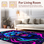 Vibrant Neon Panther Cosmic Swirl Design Rug