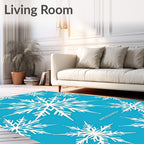 White Snowflakes On Bright Blue Background Rug