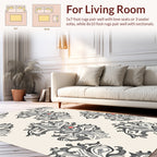 Ornate Floral Swirls With Red Dots Rug