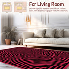 Bold Black Red Maze Pattern Rug