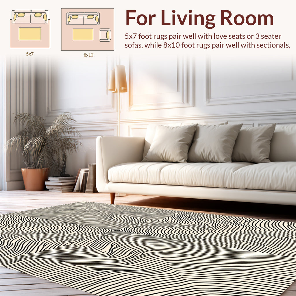 Abstract Wavy Striped Design Rug