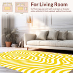 Yellow Wavy Linear Stripes Pattern Rug