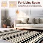 Classic Black Cream Stripe Design Rug