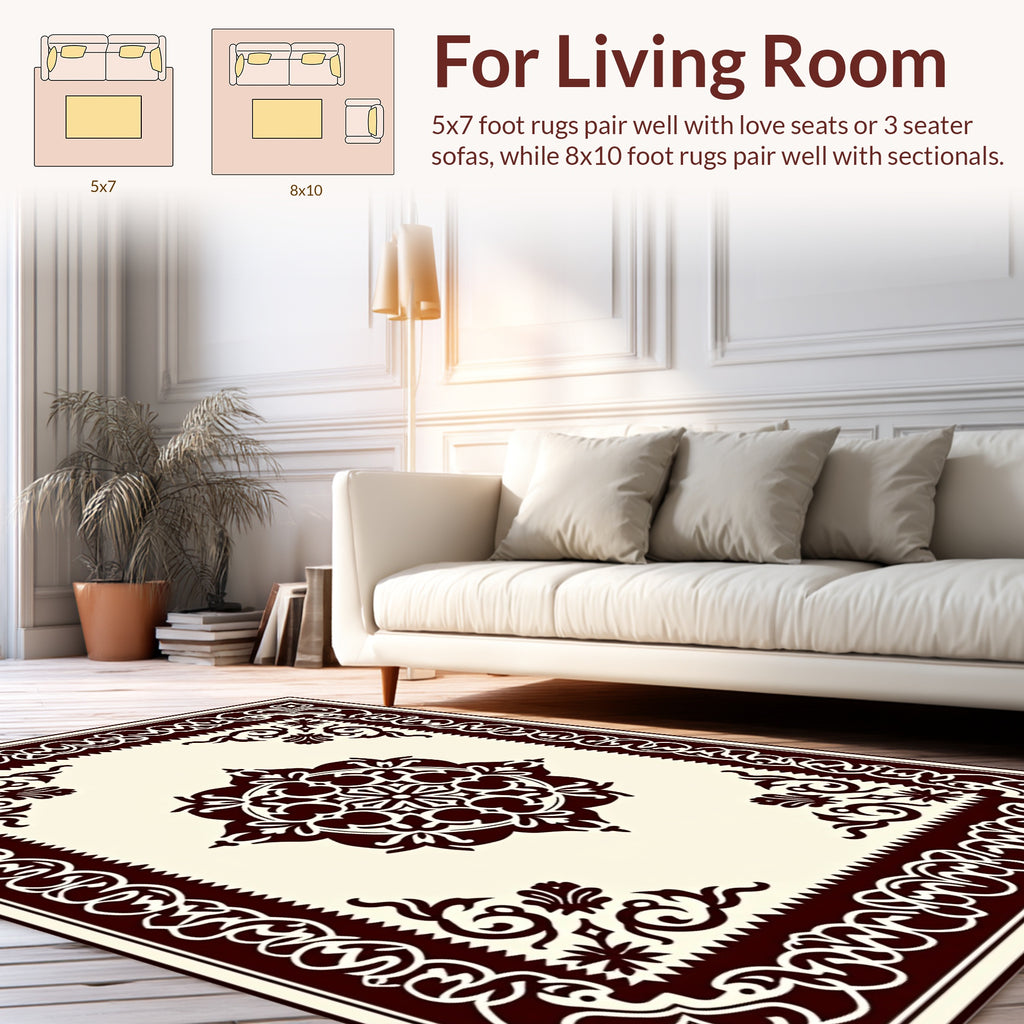 Classic Detailed Floral Border Design Rug