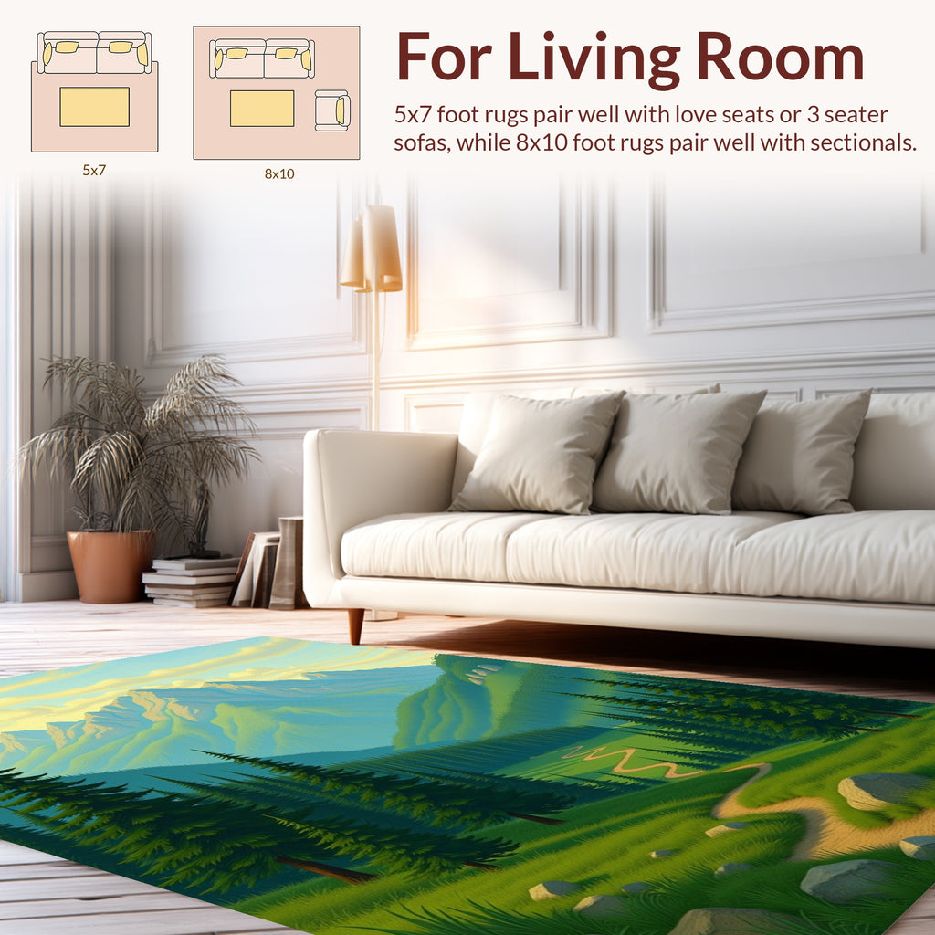 Serene Mountain Valley Path Rug