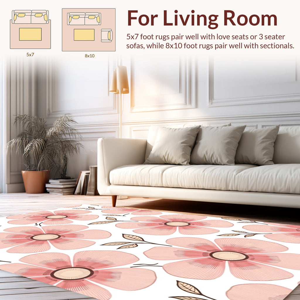 Soft Pink Floral Pattern Rug