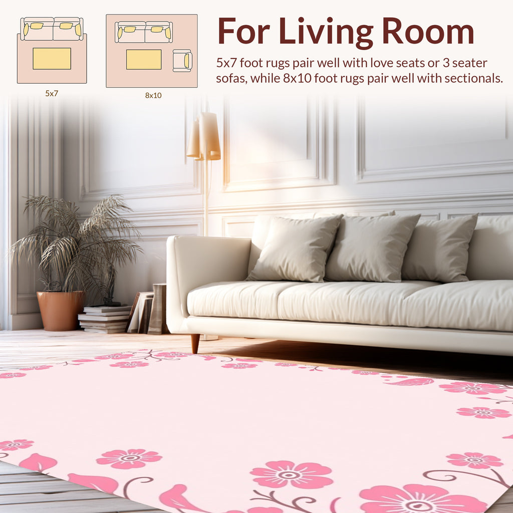 Delicate Pink Floral Pattern Rug