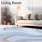Serene Blue Abstract Swirls Rug