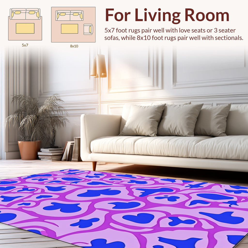 Abstract Shapes Pink Blue Pattern Rug