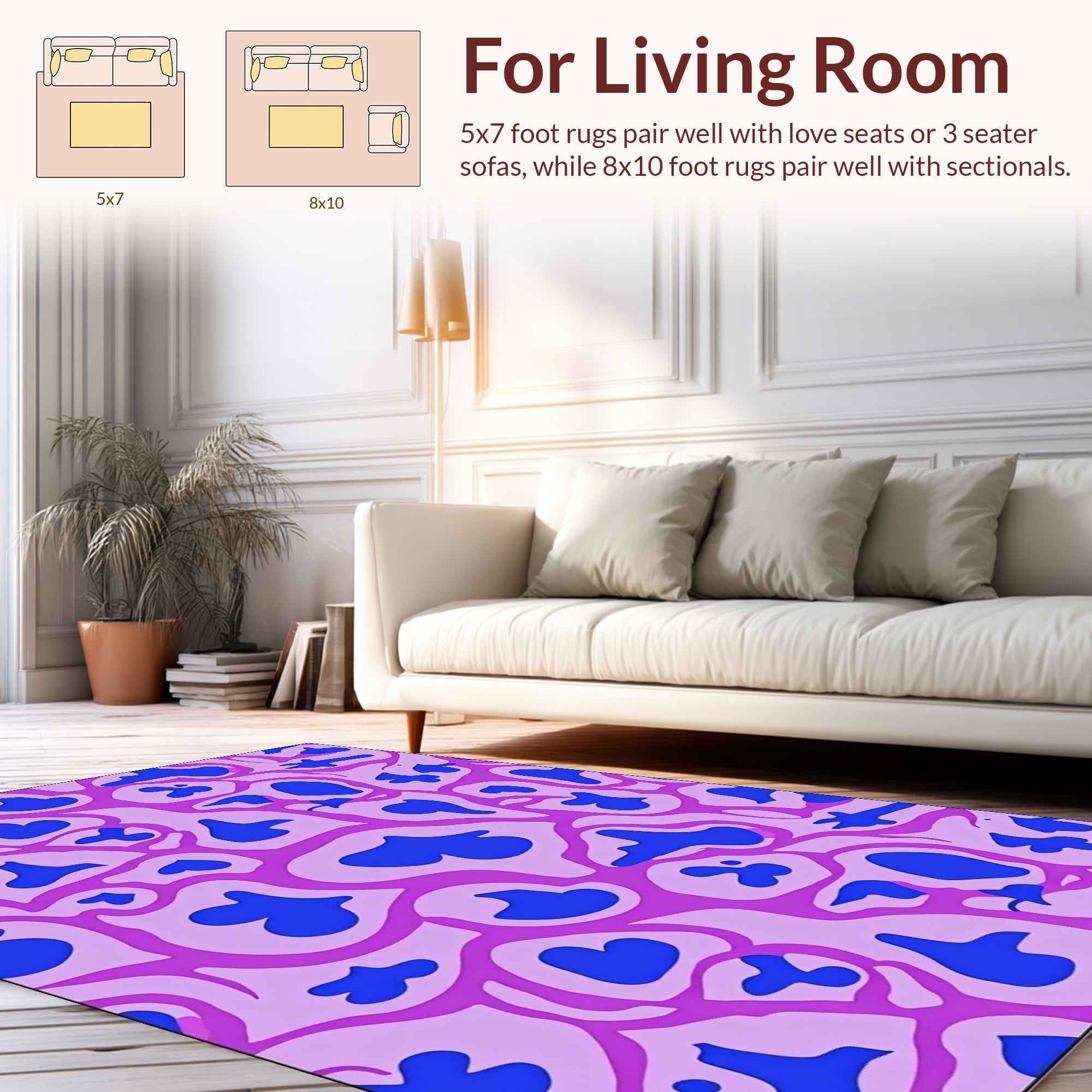 Abstract Shapes Pink Blue Pattern Rug