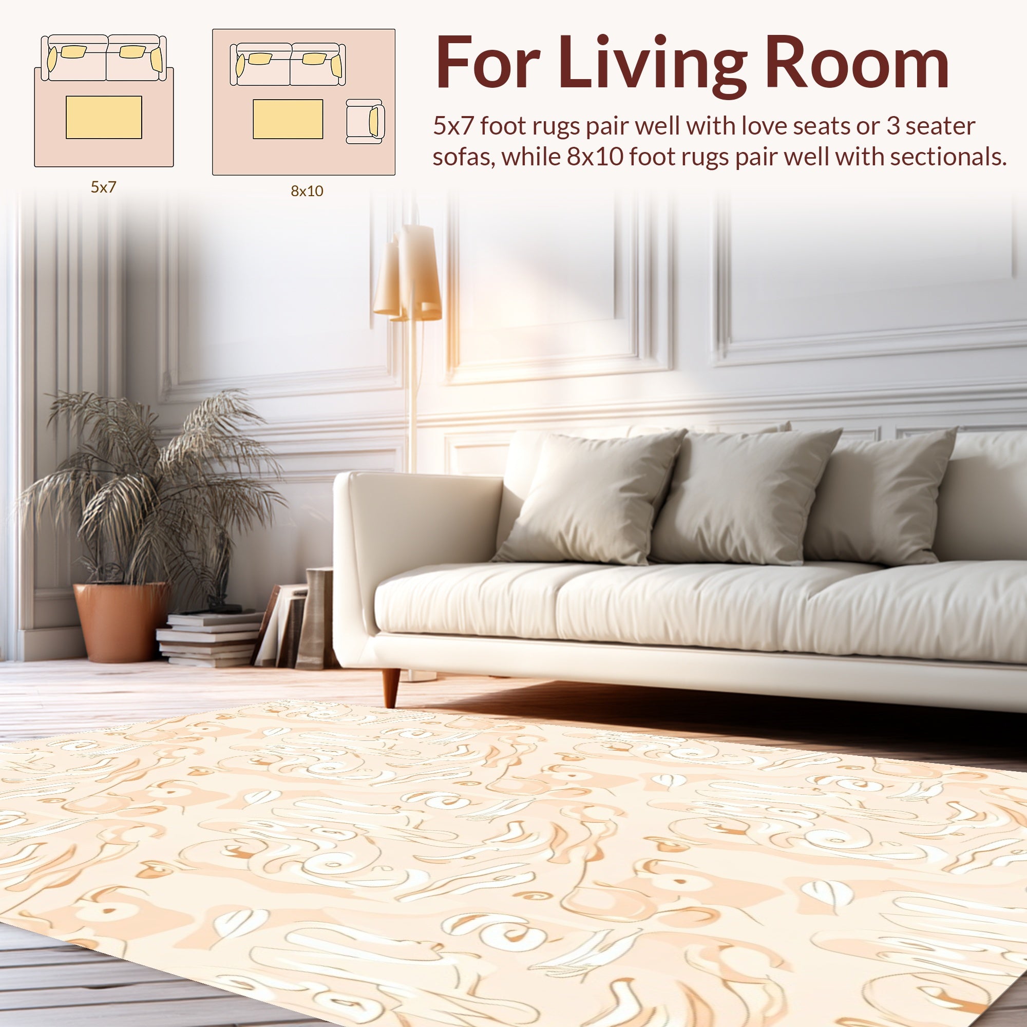Neutral Abstract Flowing Organic Pattern Rug