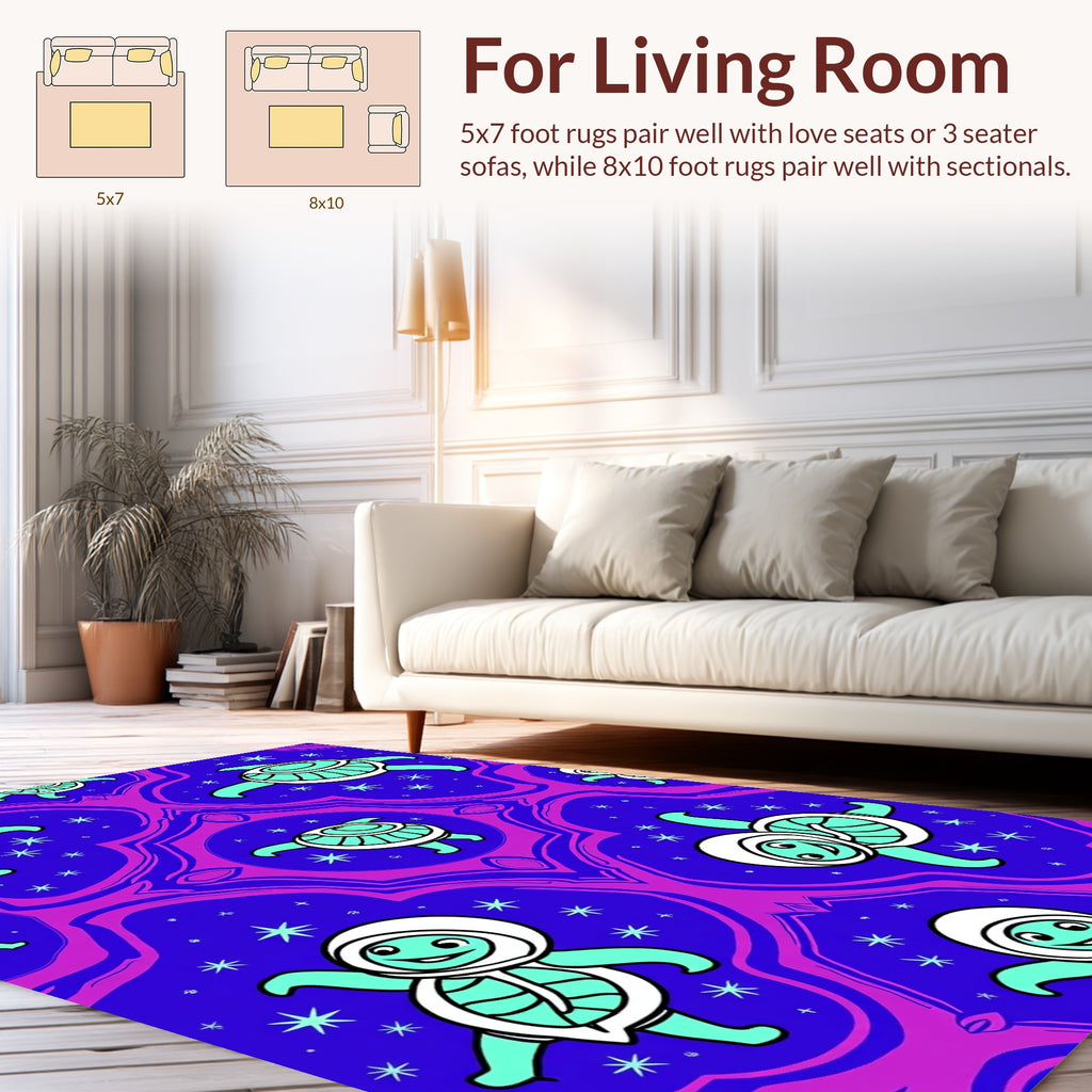 Turtles With Stars Pattern Rug