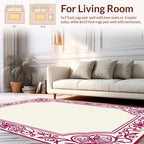 Maroon Floral Scrollwork Accent Rug