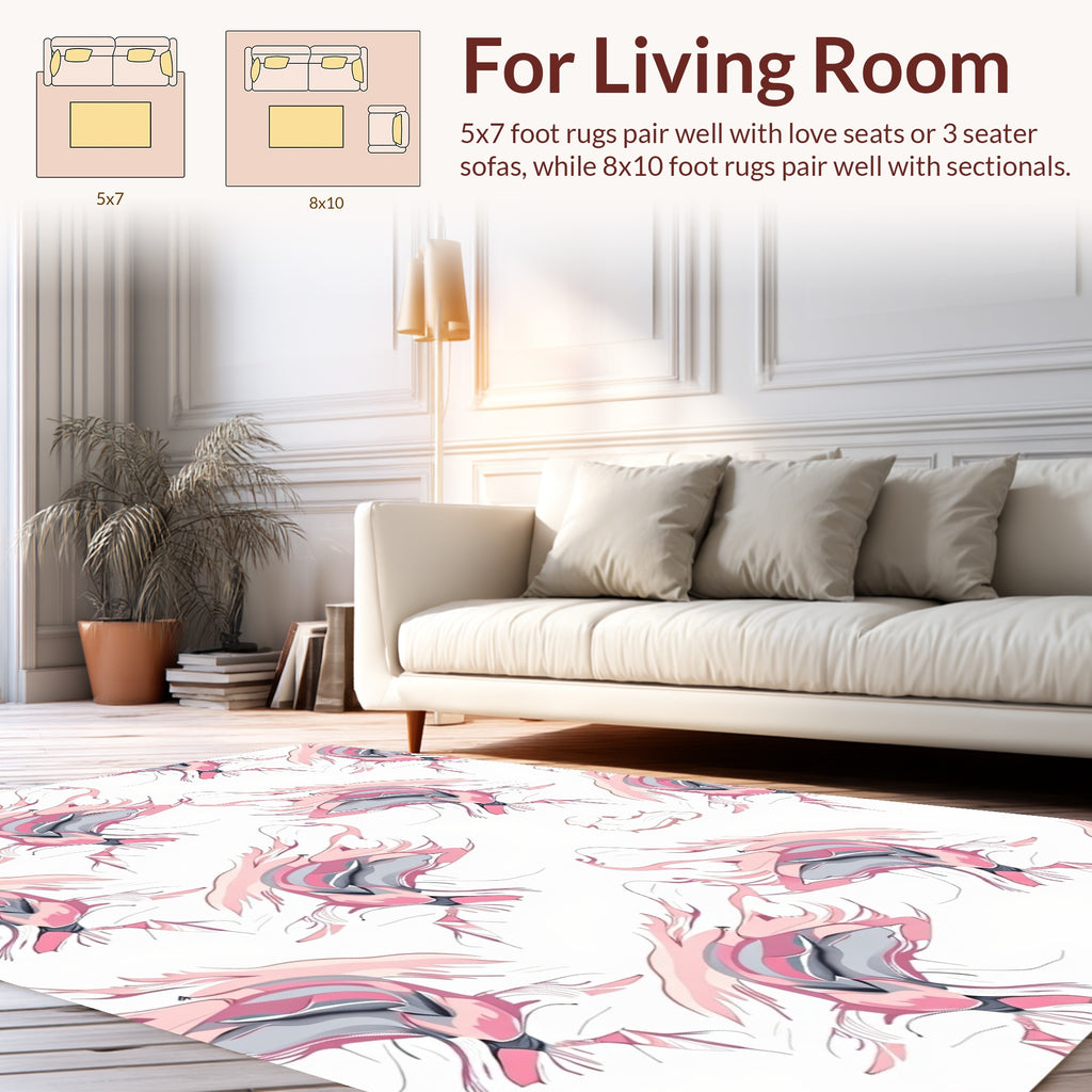 Abstract Pink Gray Fluid Forms Rug