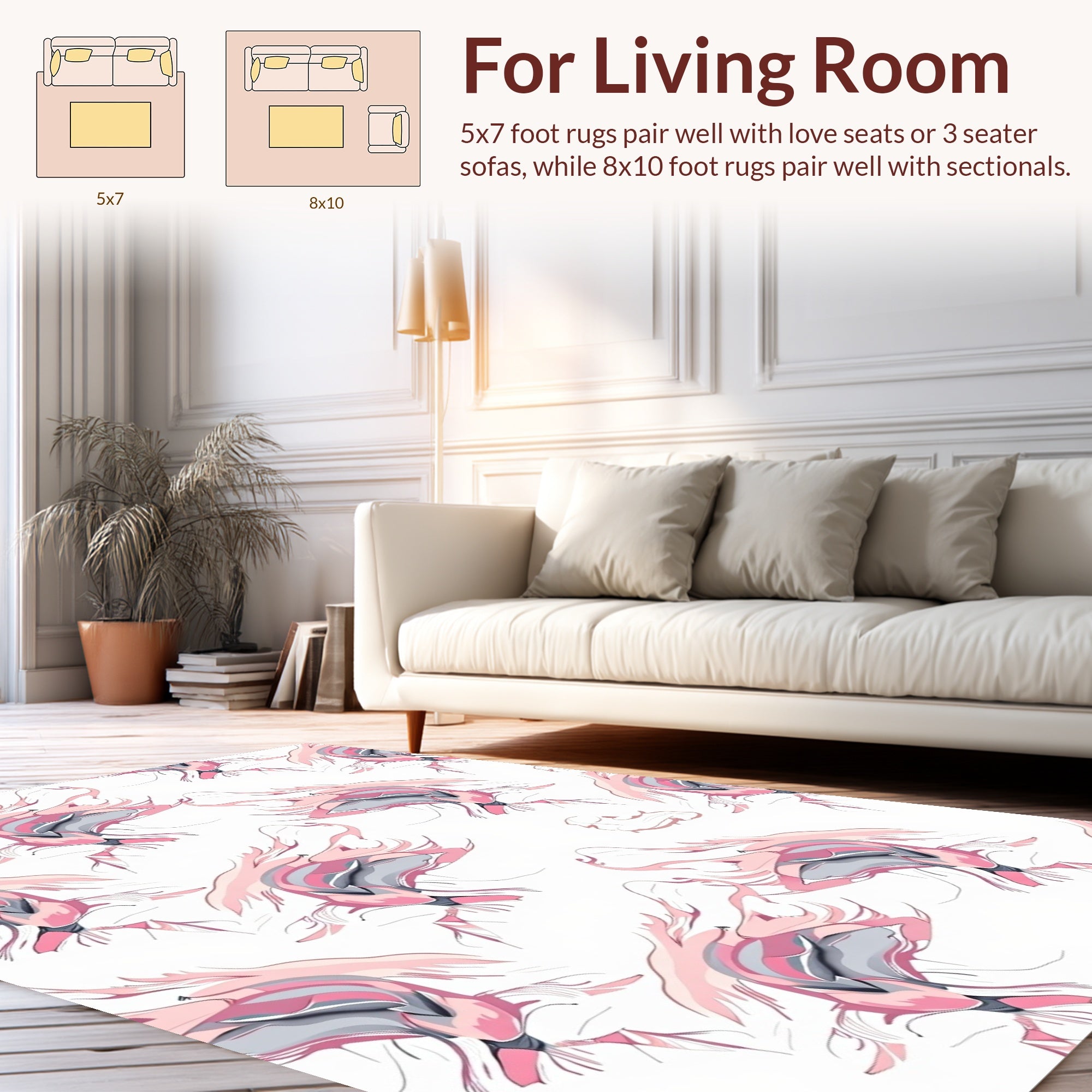 Abstract Pink Gray Fluid Forms Rug