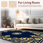Elaborate Gold Floral Scrollwork Rug