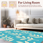Serene Blue Cream Leaf Pattern Rug