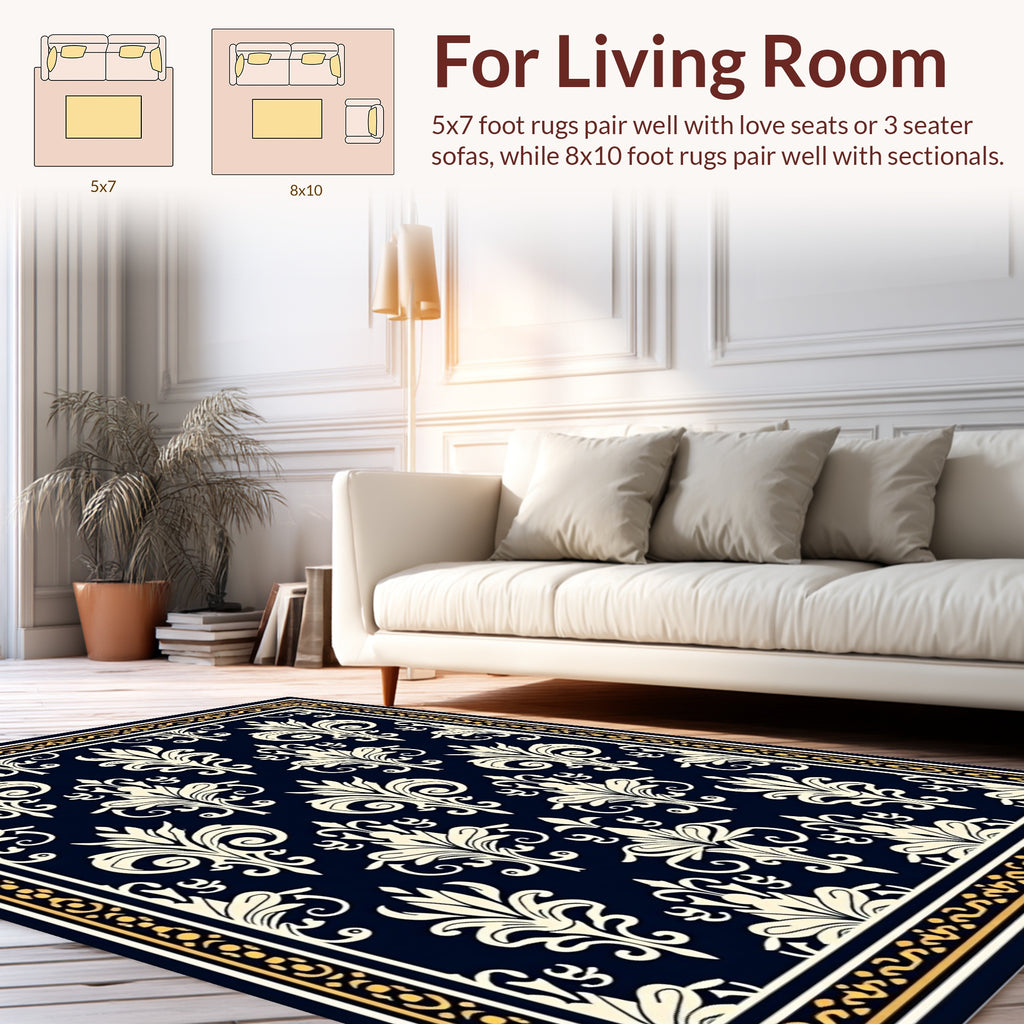 Classic Damask Floral Ornate Rug