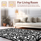 Intricate Black Scrollwork Pattern Rug
