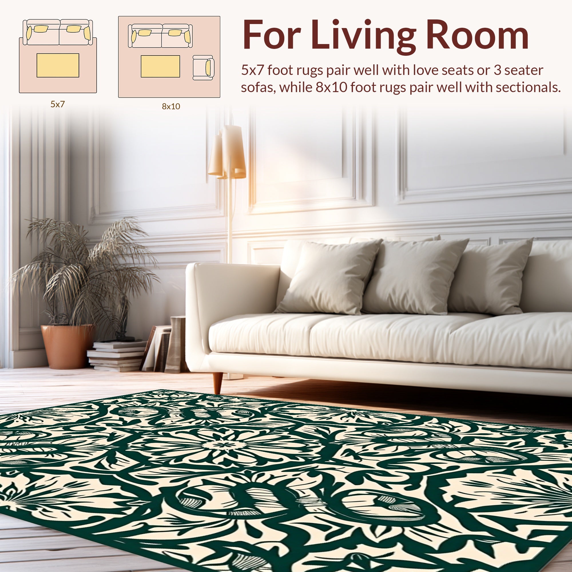 Classic Floral Intricate Symmetry Design Rug