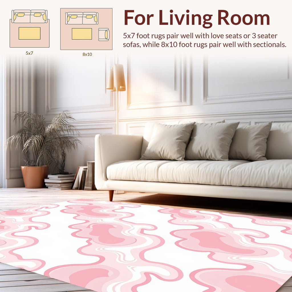 Soft Pink Swirl Abstract Pattern Rug