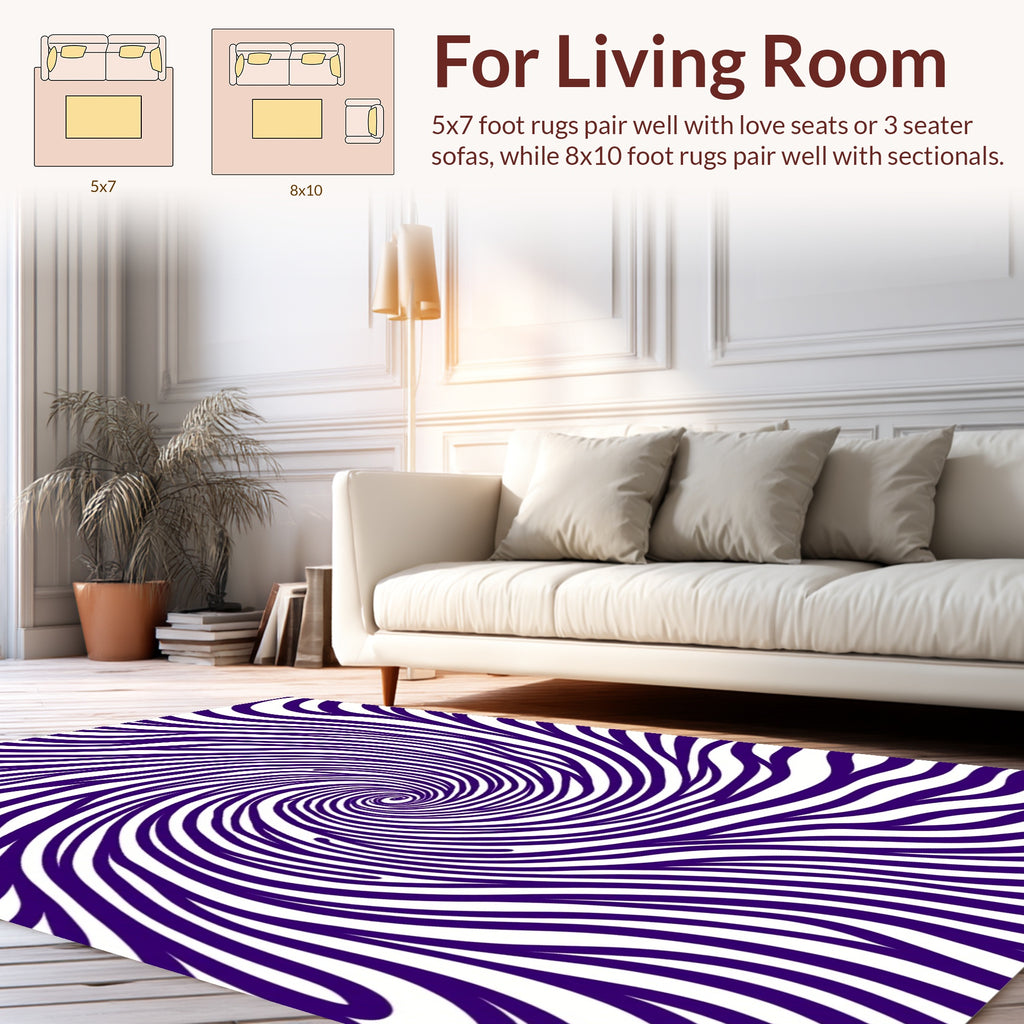 Vortex Swirl Purple Stripe Pattern Rug