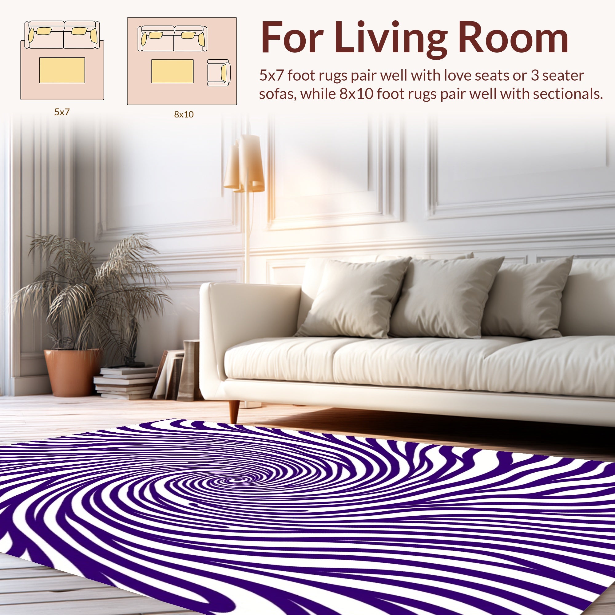 Vortex Swirl Purple Stripe Pattern Rug