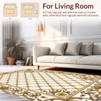 Ornate Gold Lattice Floral Border Rug