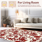 Red Floral Scroll Pattern Design Rug