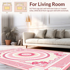 Pink Floral Mandala Pattern Design Rug