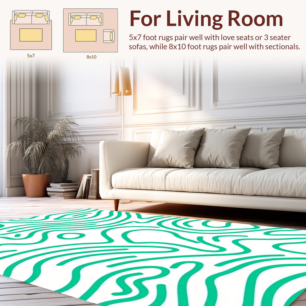 Abstract Green Swirl Organic Pattern Rug