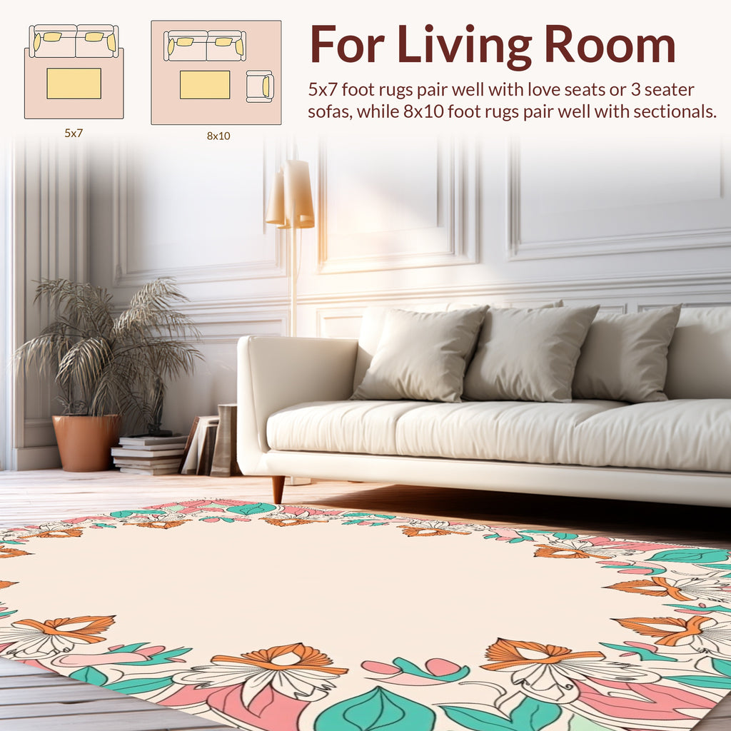 Floral Mandala Inspired Pattern Rug