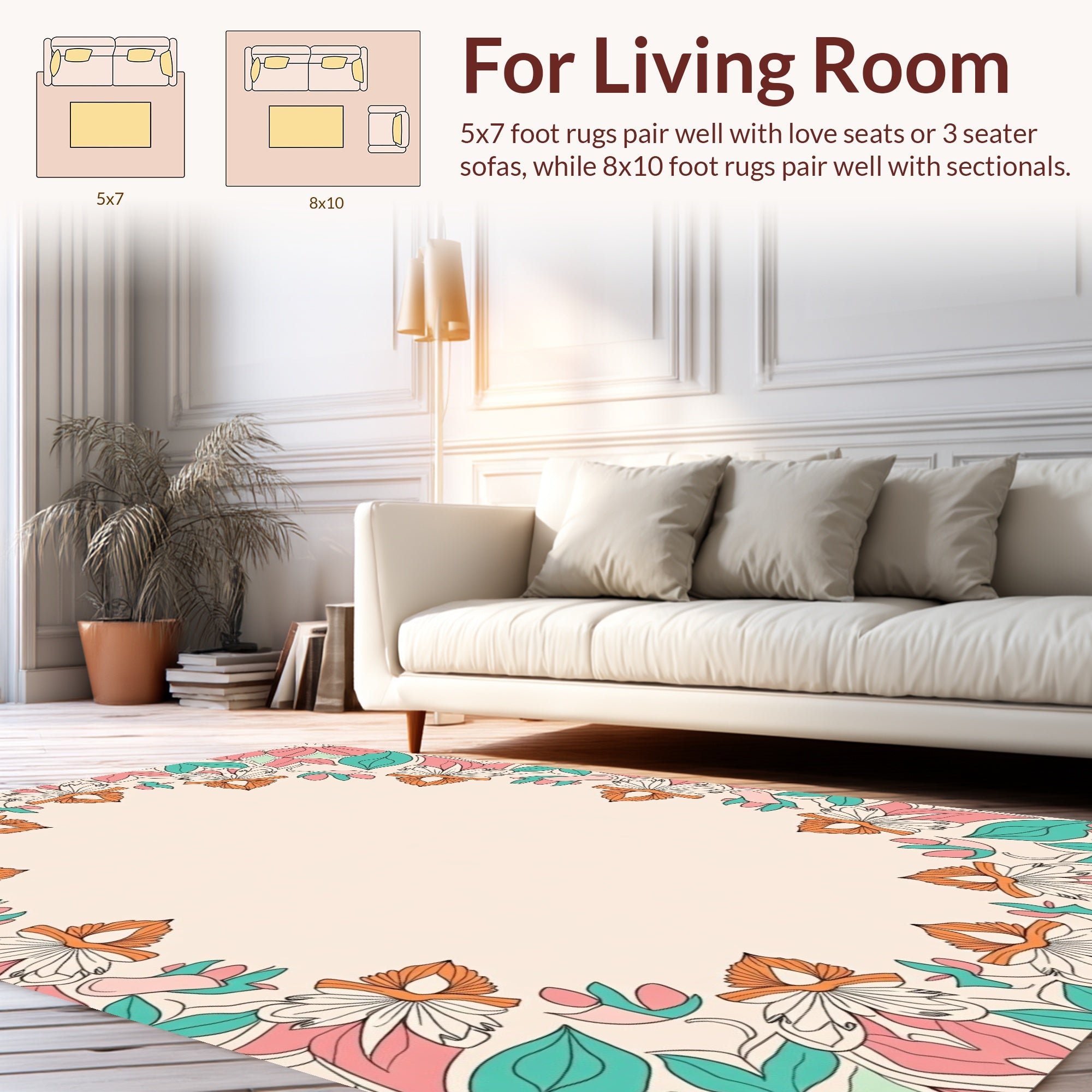 Floral Mandala Inspired Pattern Rug