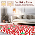 Red Green Swirl Pattern Rug