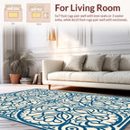 Exotic Blue Floral Intricate Pattern Rug