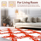 Bold Red White Geometric Bird Pattern Rug