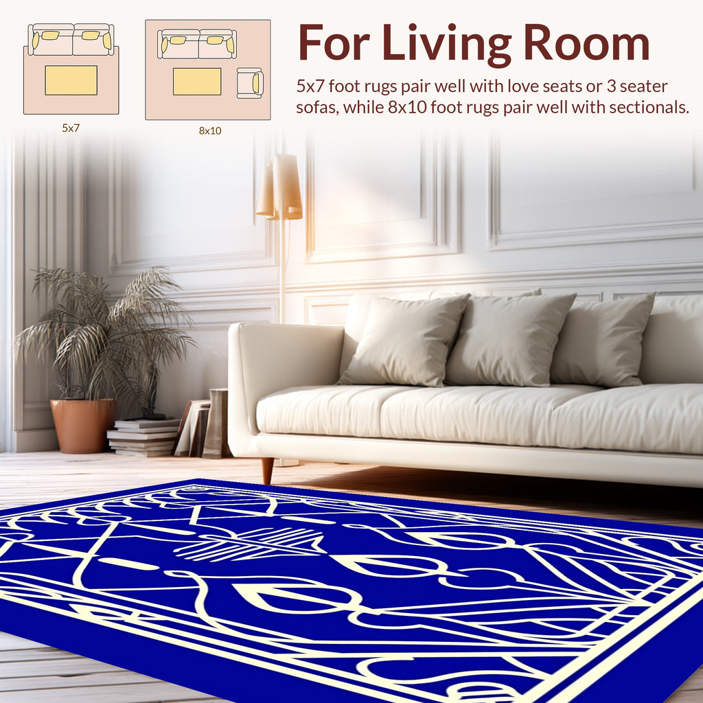Elegant Ivory Floral Geometric Art Deco Rug