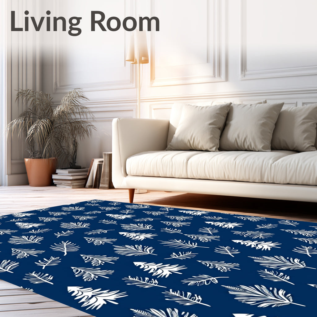 White Pine Forest Dark Blue Background Rug